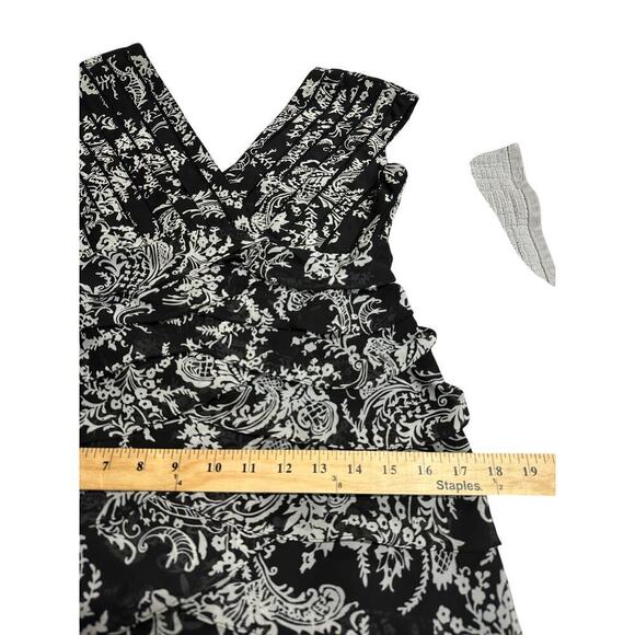 ADRIANA PAPELL V-neck Black/White Dress 8 Bodycon Cocktail Party Wedding church - Picture 10 of 11